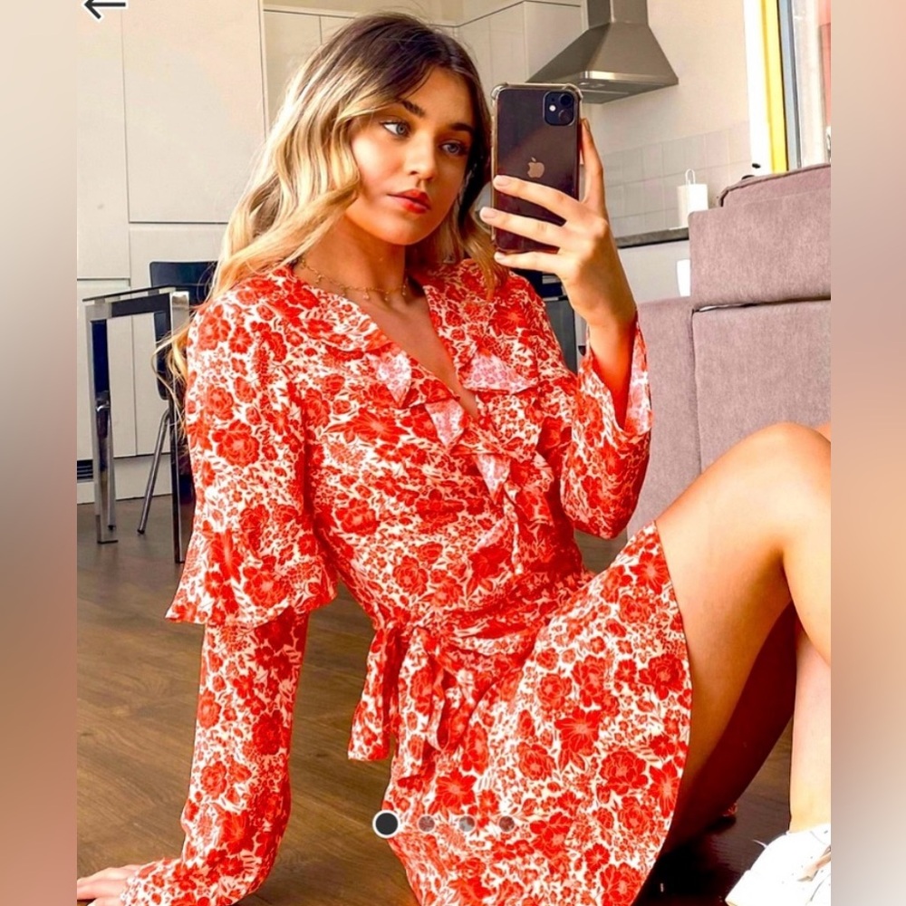 Topshop Floral Short Wrap Dress